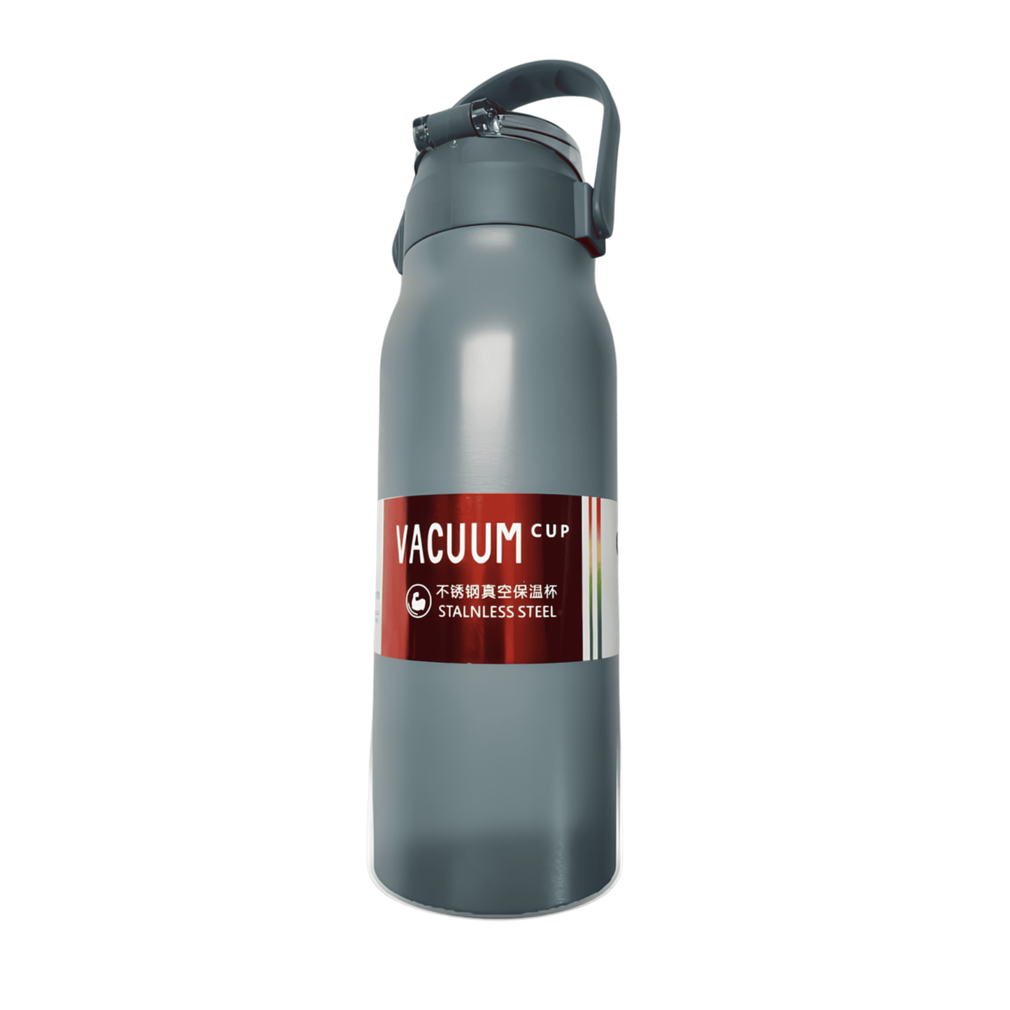 Stainless Steel Water Bottle with Carry Handle and Straw - Hot and Cold (Black)
