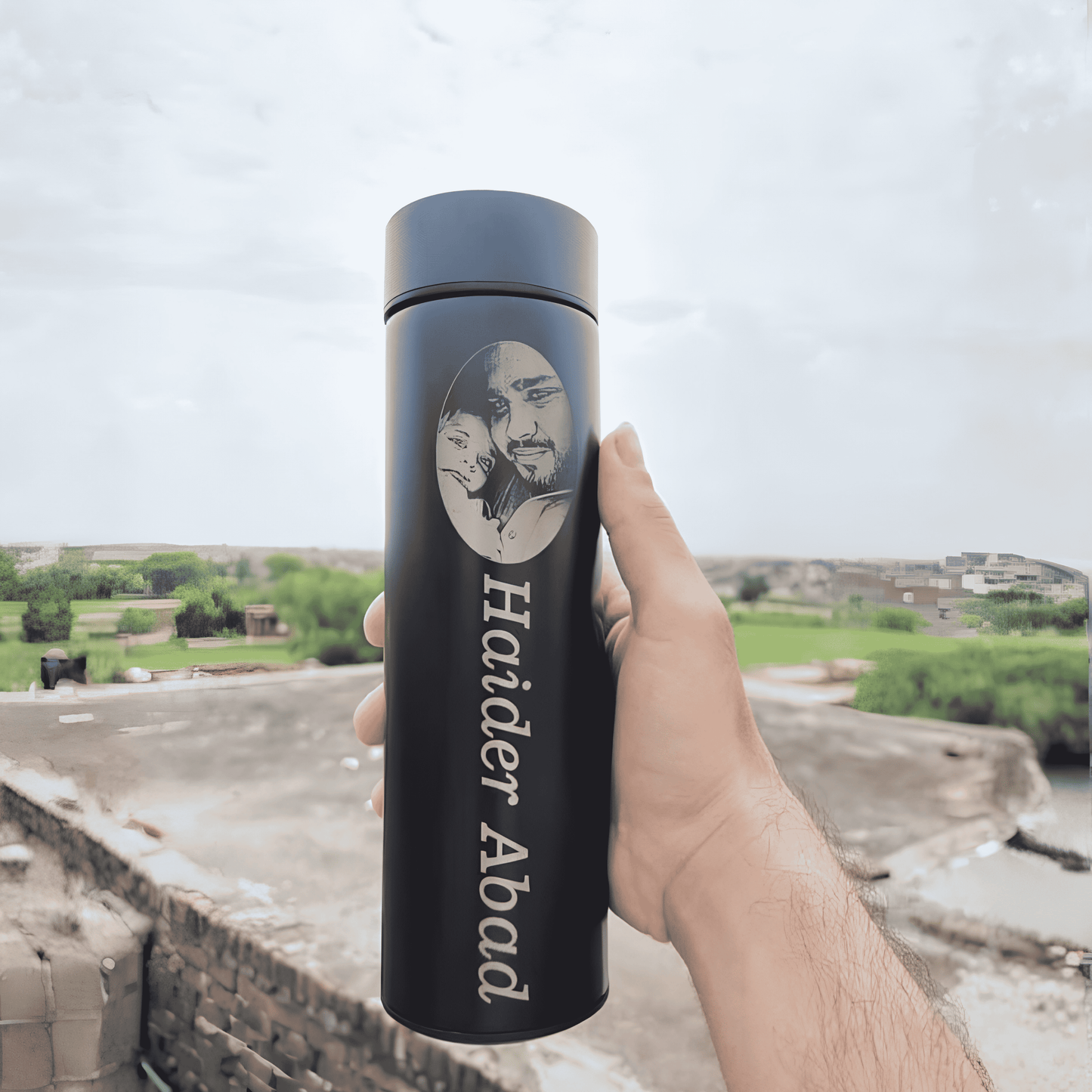LED Temperature Display Bottle (Black) 