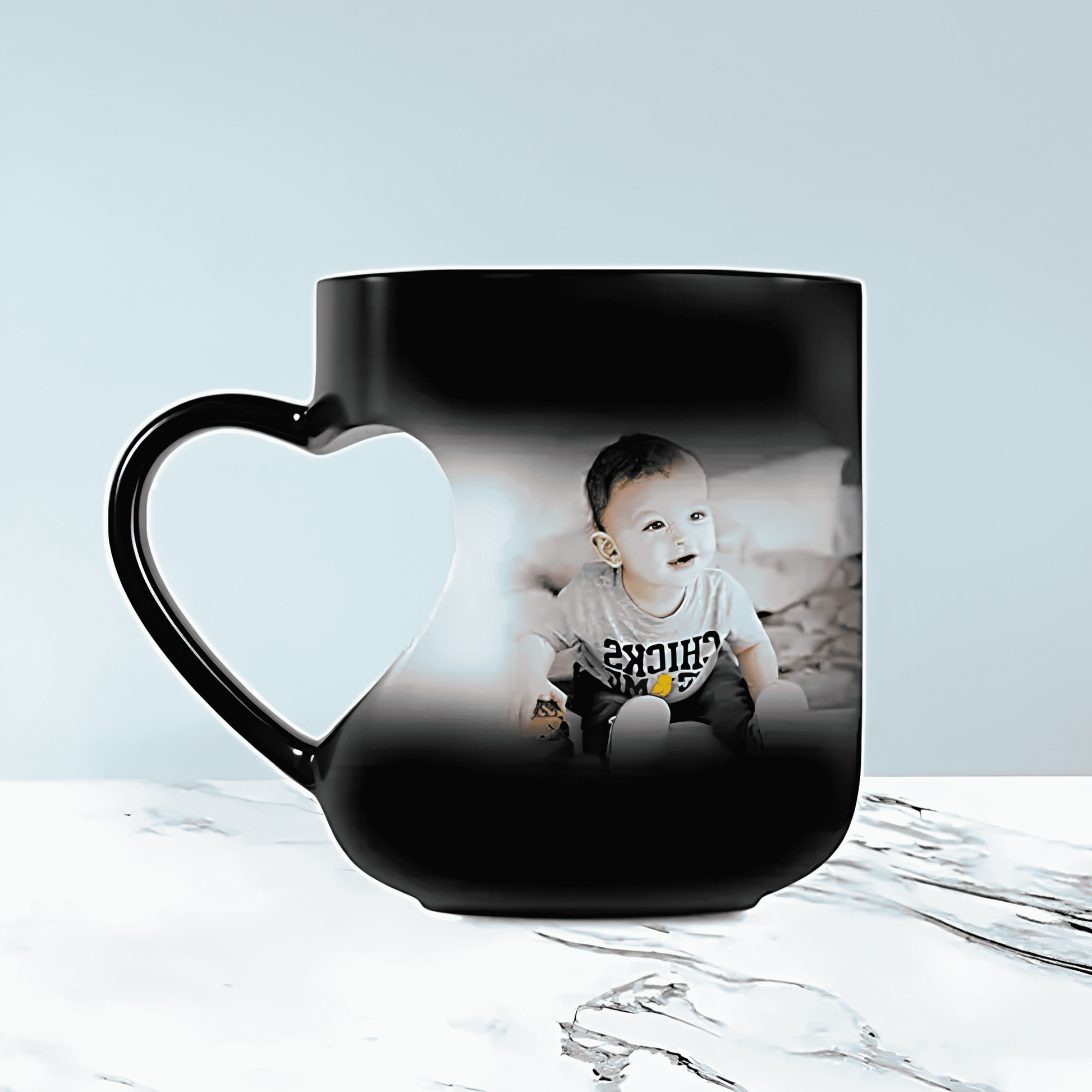 Heart Cut Handle Ceramic Colour Changing Mug 
