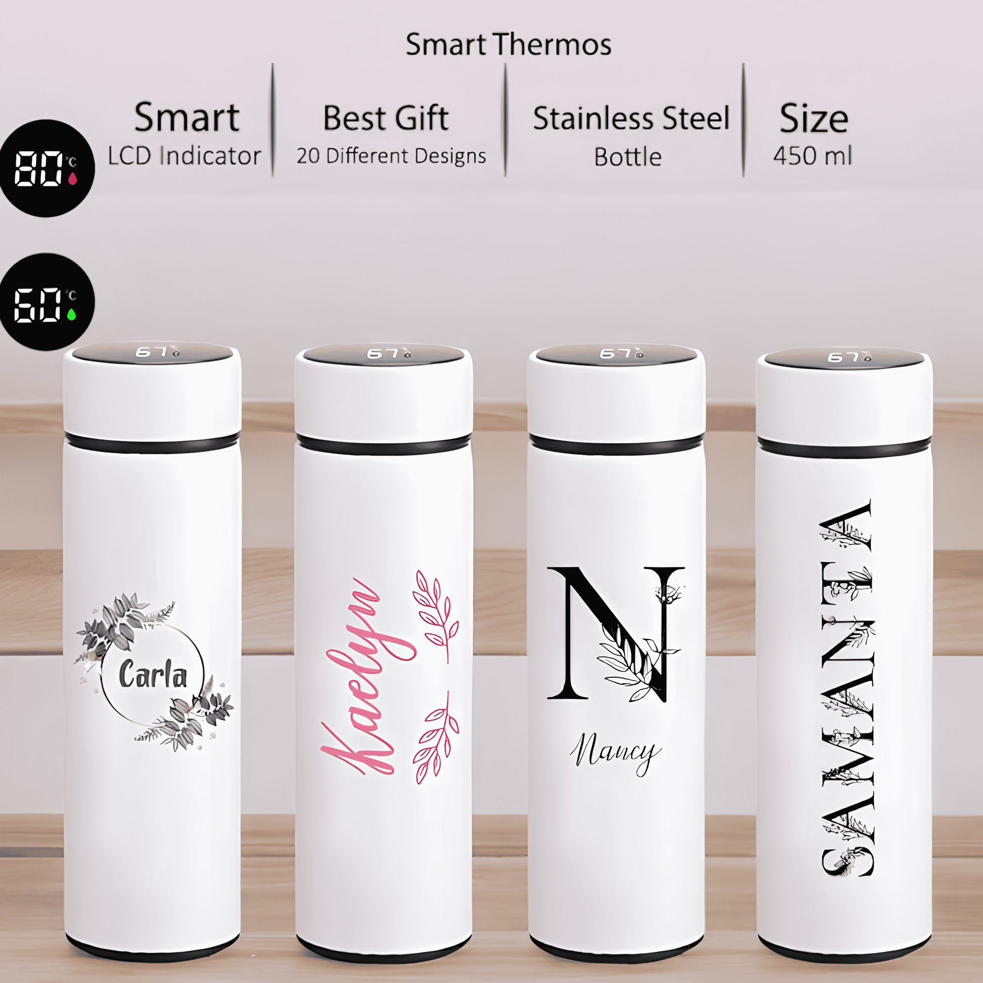 LED Temperature Display Bottle (White) 