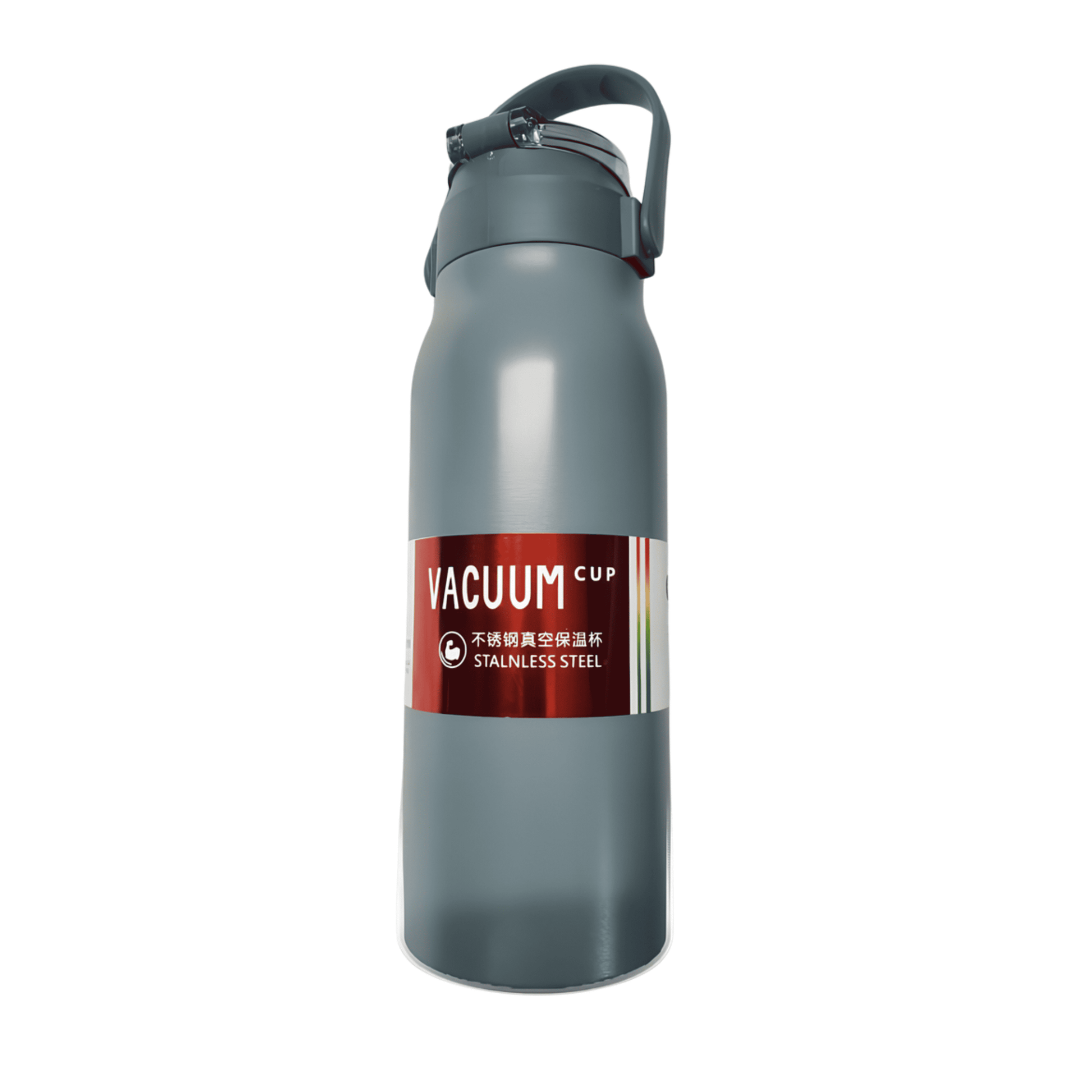 Stainless Steel Water Bottle with Carry Handle and Straw - Hot and Cold (Black) 