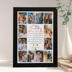 Giftway Personalised Photo Frame with 10 Custom Images & Text, Gift for Birthdays, Anniversaries, and Special Occasions for Men, Women, Friends, Husbands, Boyfriends, and More - 9 * 12 Inch